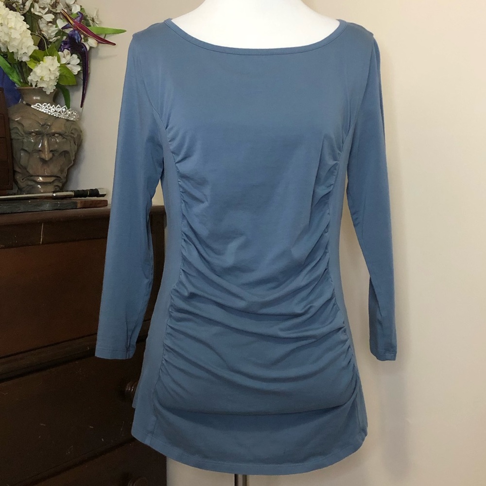 Sundance Three-Quarter Sleeved Rouched Indigo Top (M)